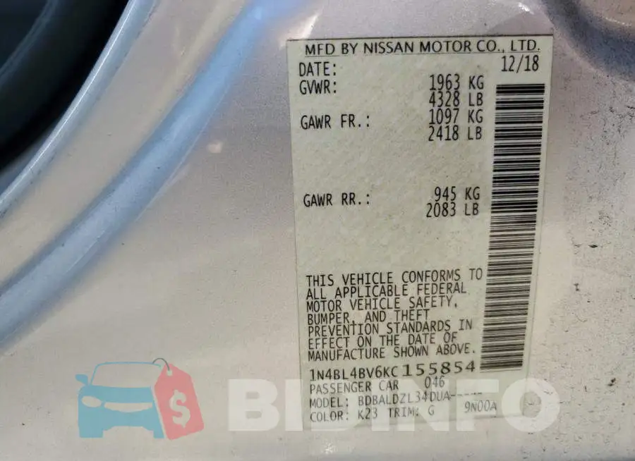 1N4BL4BV6KC155854 Photo# 13