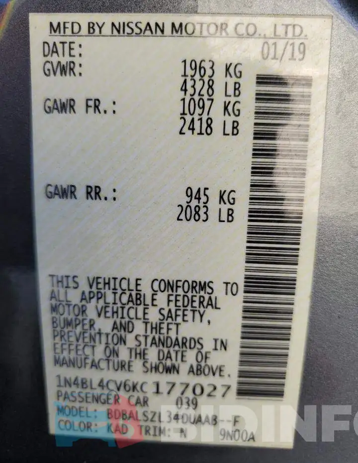 1N4BL4CV6KC177027 Photo# 12