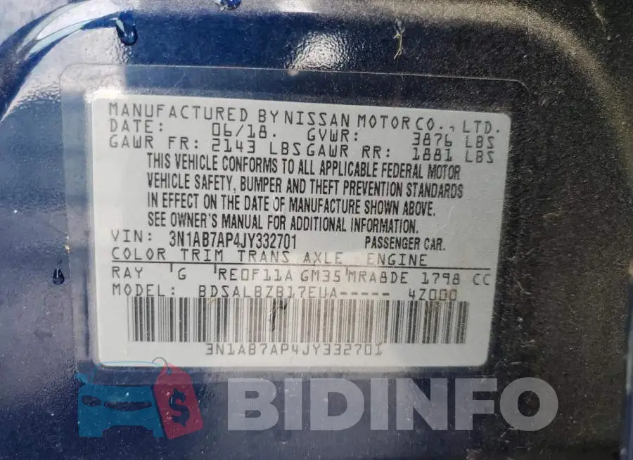 3N1AB7AP4JY332701 Photo# 12