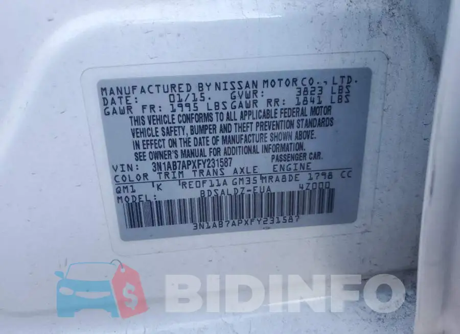 3N1AB7APXFY231587 Photo# 12