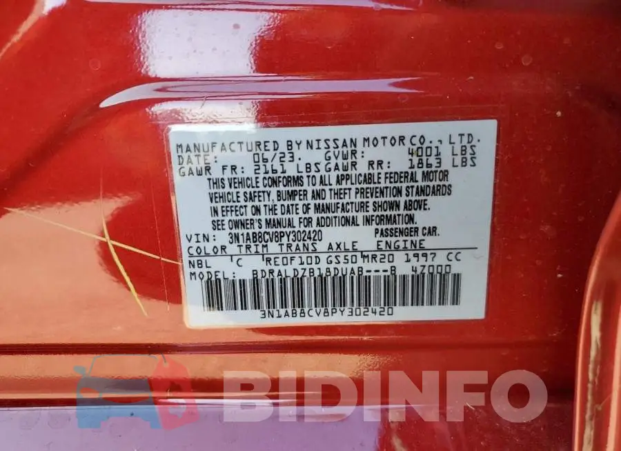 3N1AB8CV8PY302420 Photo# 12