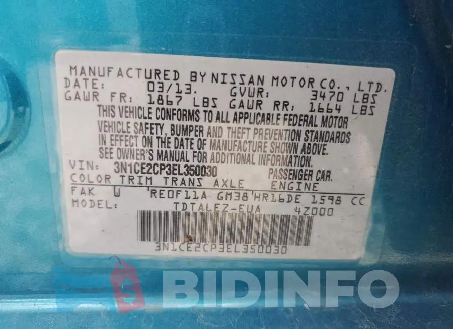 3N1CE2CP3EL350030 Photo# 12
