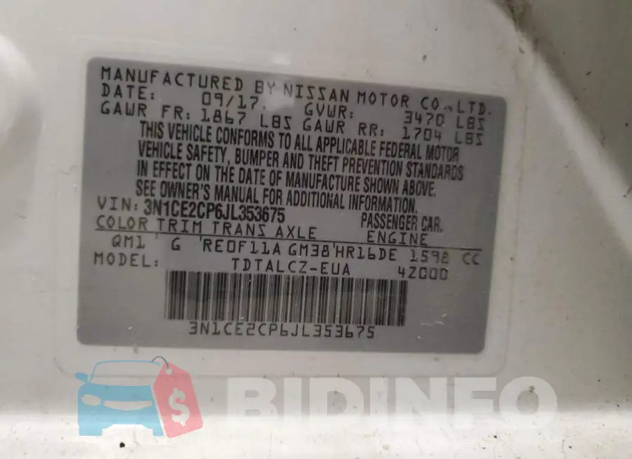 3N1CE2CP6JL353675 Photo# 12