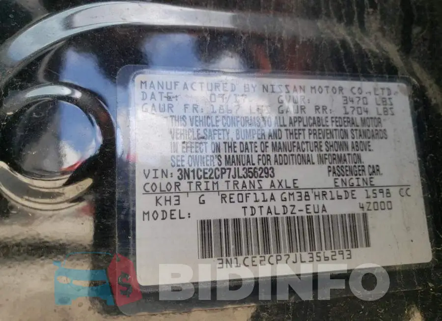 3N1CE2CP7JL356293 Photo# 12