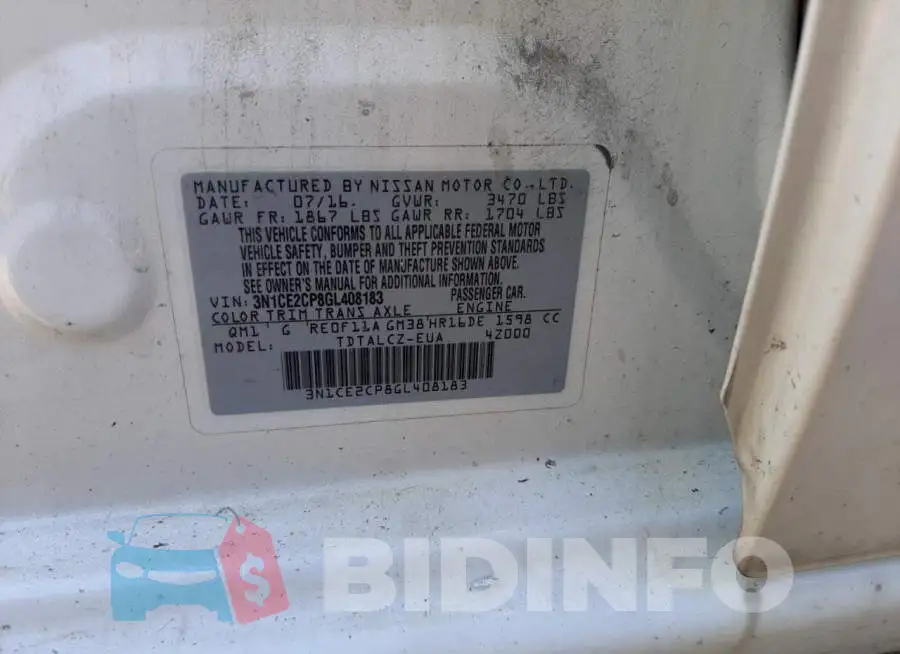 3N1CE2CP8GL408183 Photo# 12