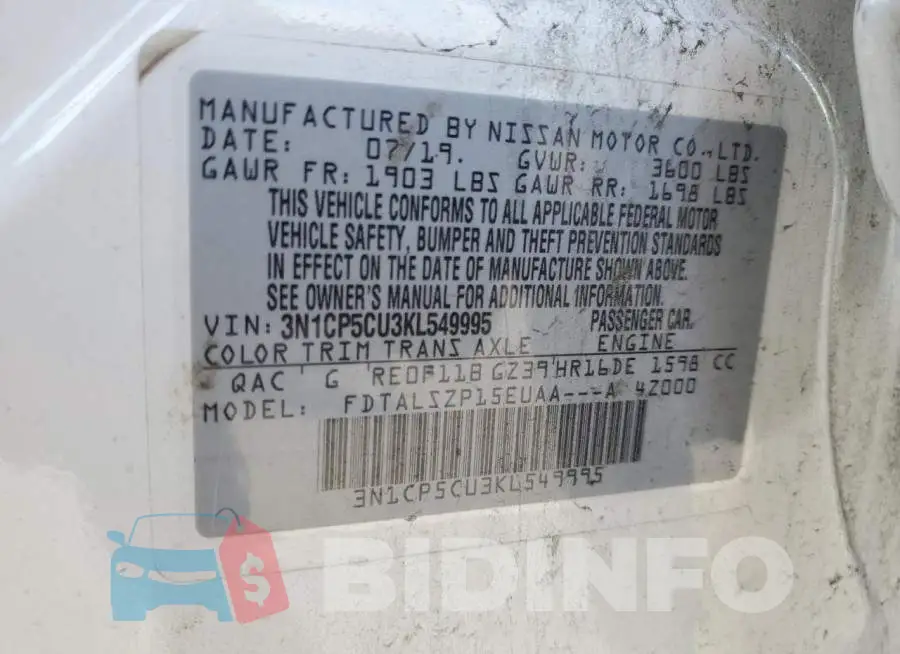 3N1CP5CU3KL549995 Photo# 12