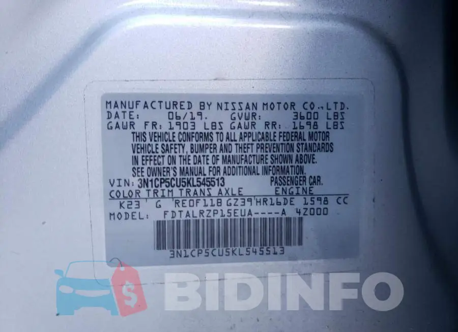 3N1CP5CU5KL545513 Photo# 13