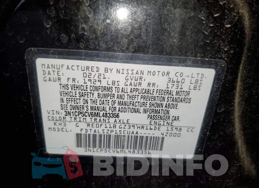 3N1CP5CV6ML483356 Photo# 13