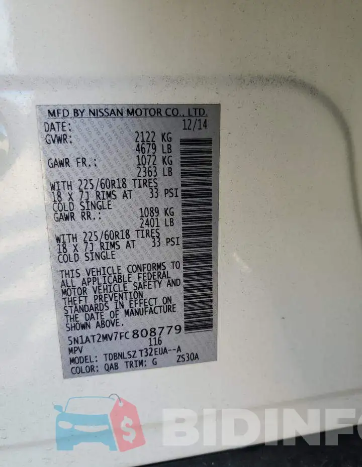5N1AT2MV7FC808779 Photo# 12