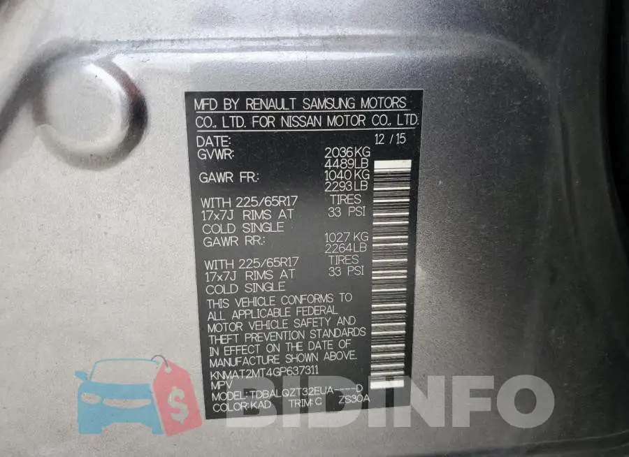 KNMAT2MT4GP637311 Photo# 14