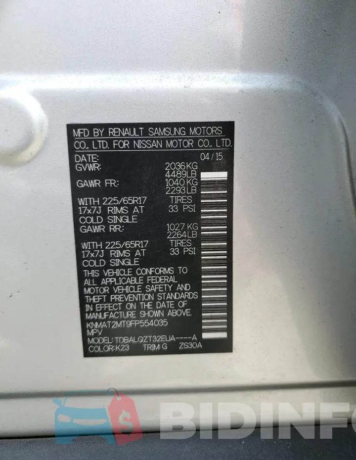 KNMAT2MT9FP554035 Photo# 14
