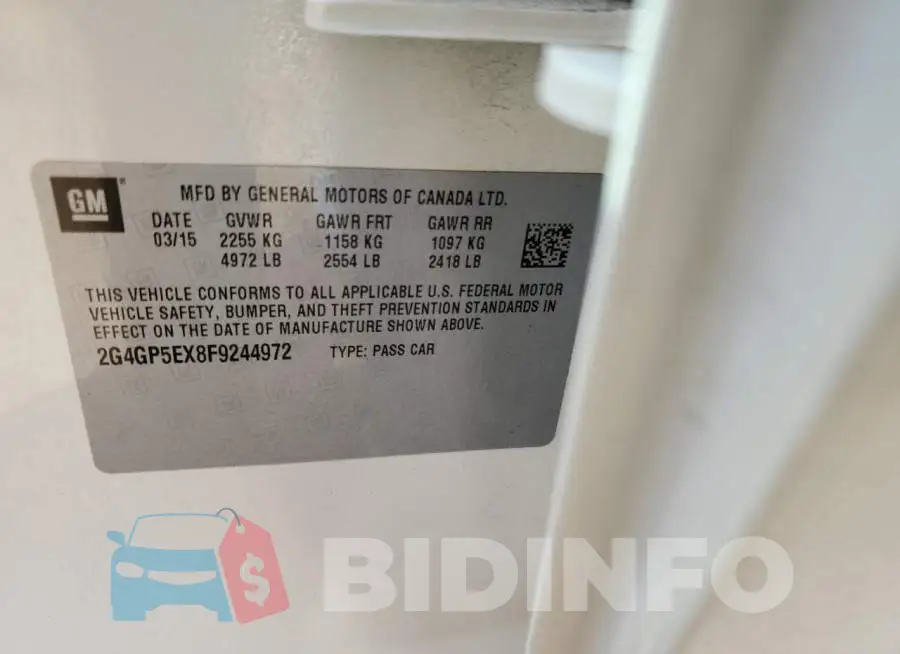 2G4GP5EX8F9244972 Photo# 12