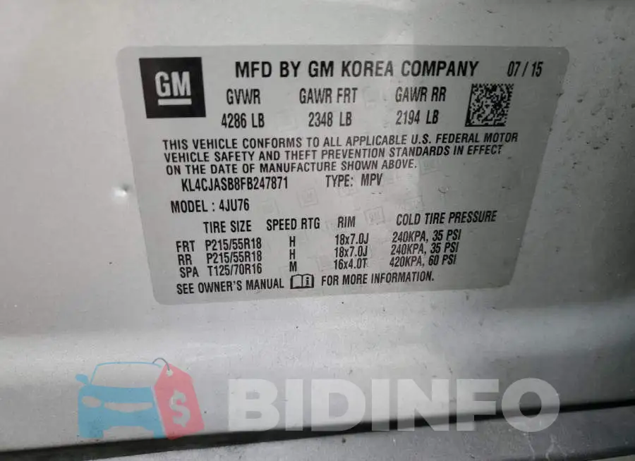 KL4CJASB8FB247871 Photo# 13