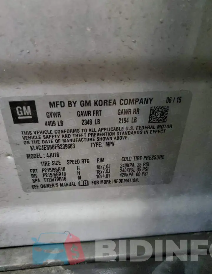 KL4CJESB6FB239663 Photo# 13
