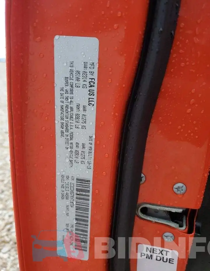 2C3CDXBG7KH718734 Photo# 12