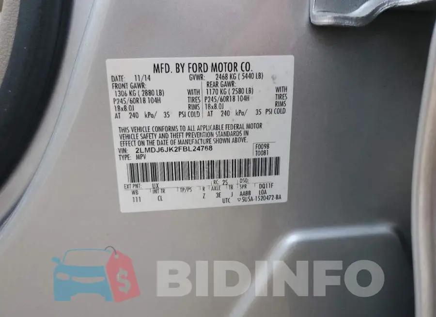 2LMDJ6JK2FBL24768 Photo# 14