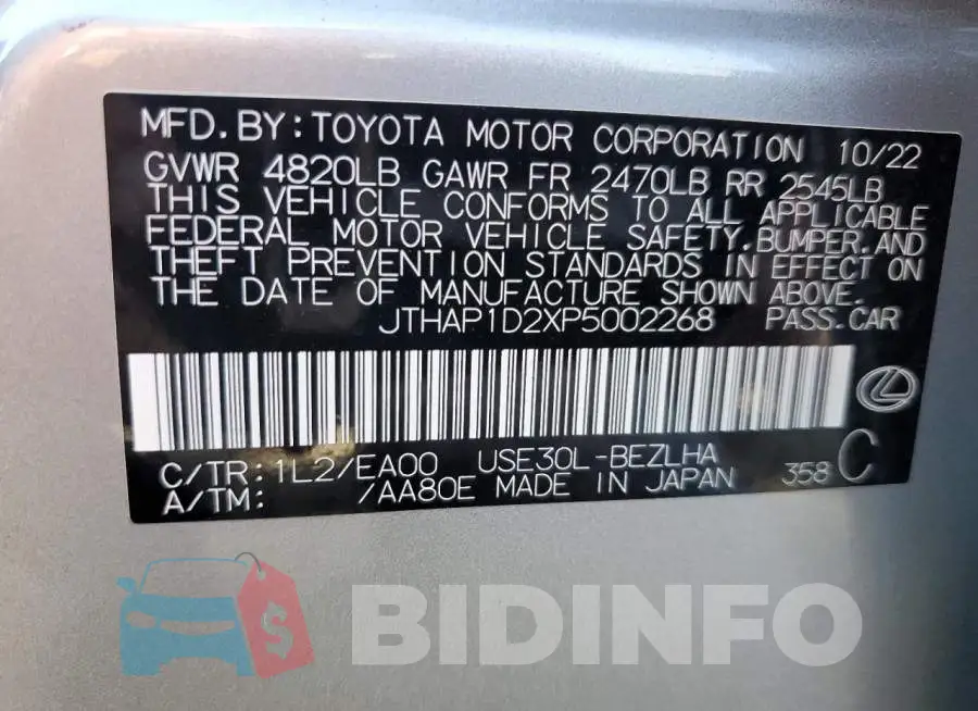 JTHAP1D2XP5002268 Photo# 13
