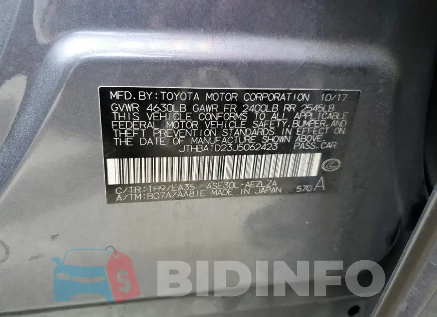 JTHBA1D23J5062423 Photo# 13
