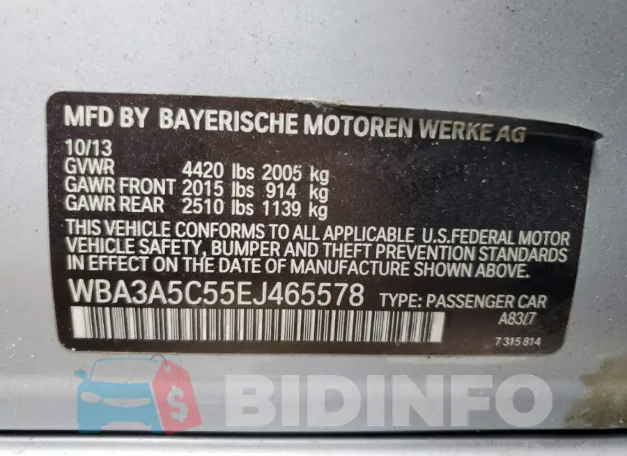 WBA3A5C55EJ465578 Photo# 12