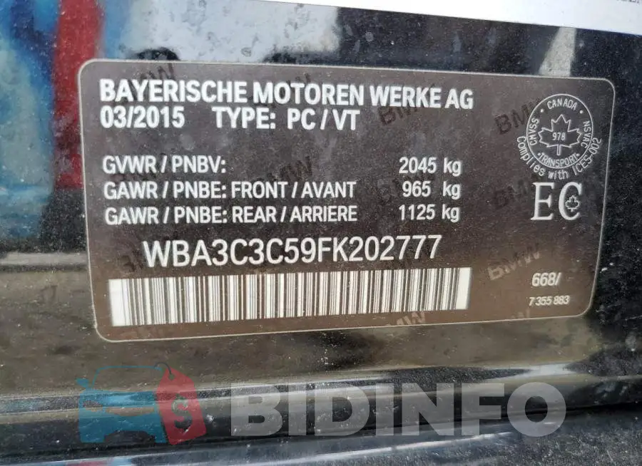 WBA3C3C59FK202777 Photo# 12