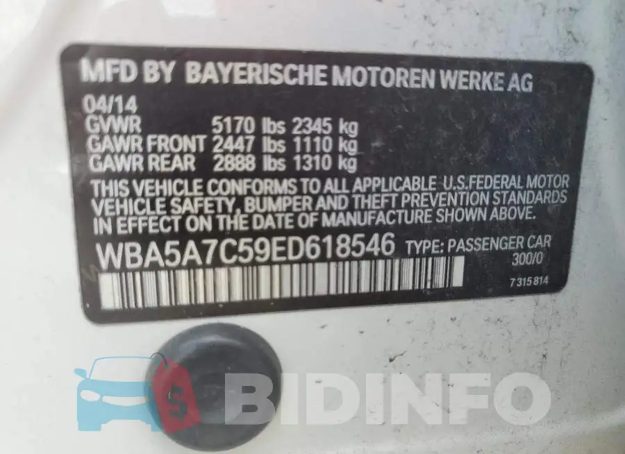 WBA5A7C59ED618546 Photo# 12