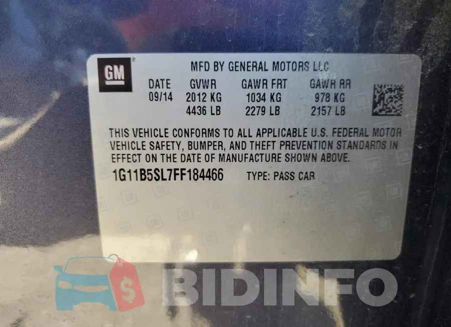 1G11B5SL7FF184466 Photo# 12