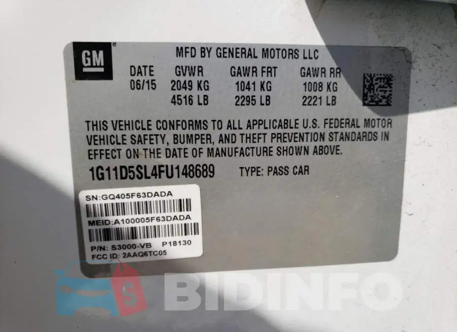 1G11D5SL4FU148689 Photo# 12