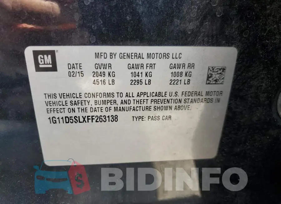 1G11D5SLXFF263138 Photo# 12