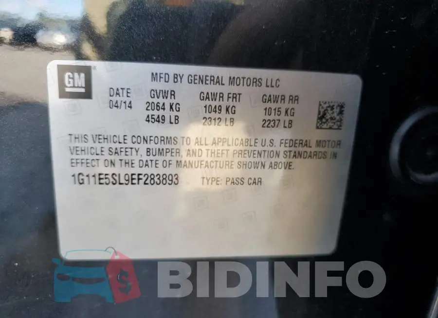 1G11E5SL9EF283893 Photo# 12