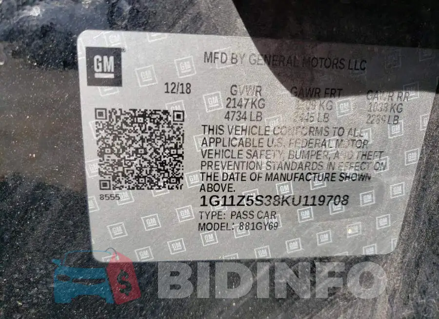 1G11Z5S38KU119708 Photo# 12