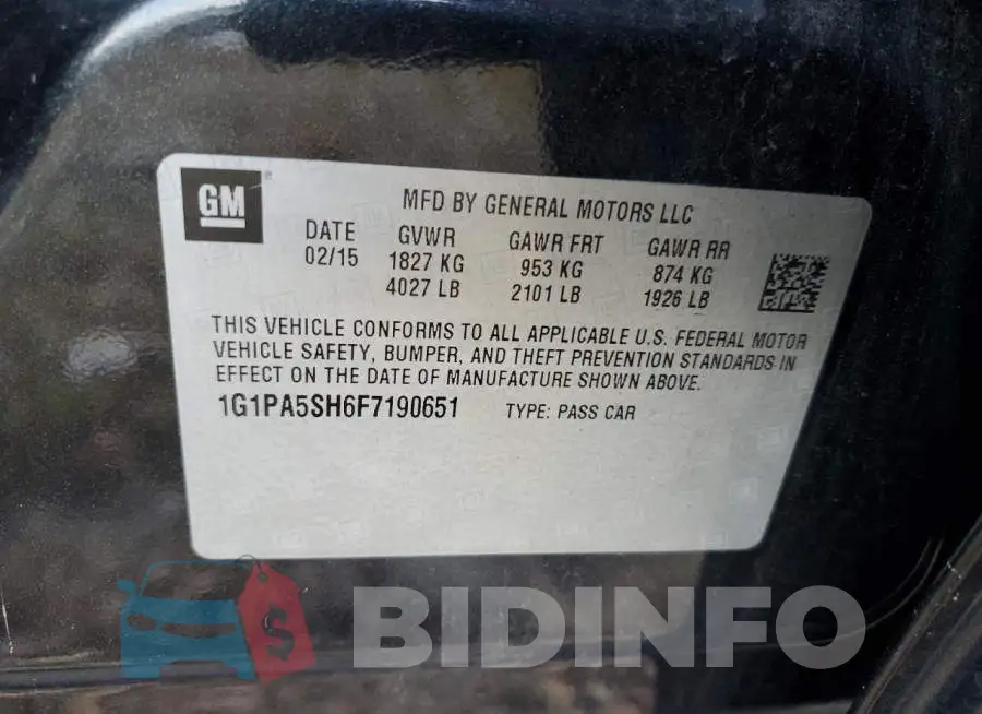 1G1PA5SH6F7190651 Photo# 12
