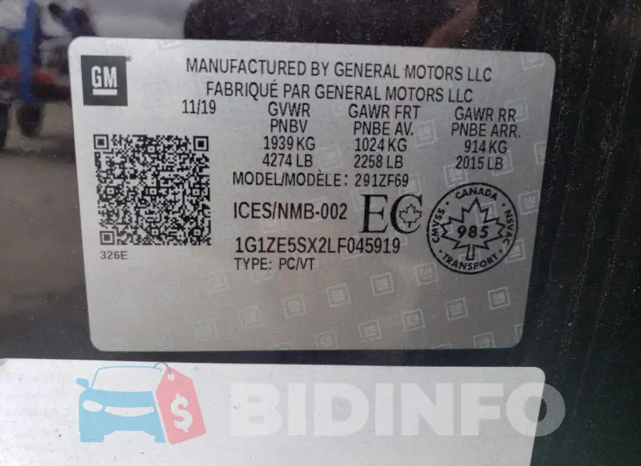1G1ZE5SX2LF045919 Photo# 12