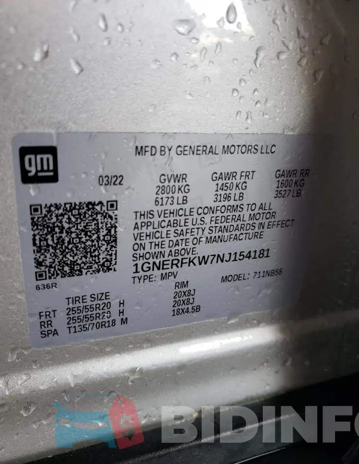 1GNERFKW7NJ154181 Photo# 14