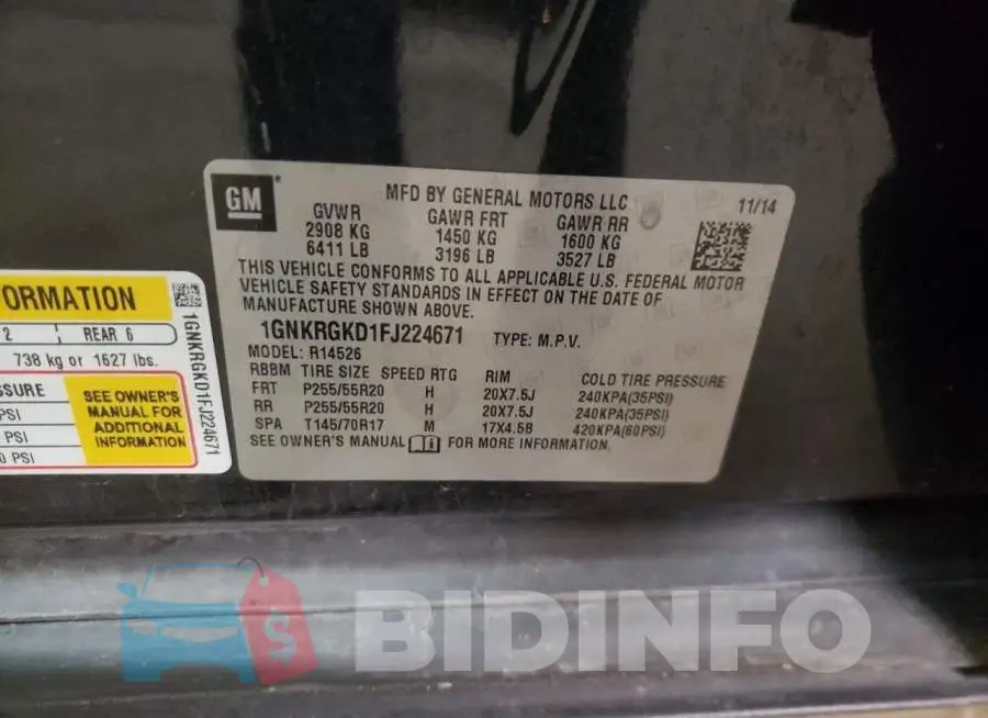 1GNKRGKD1FJ224671 Photo# 13
