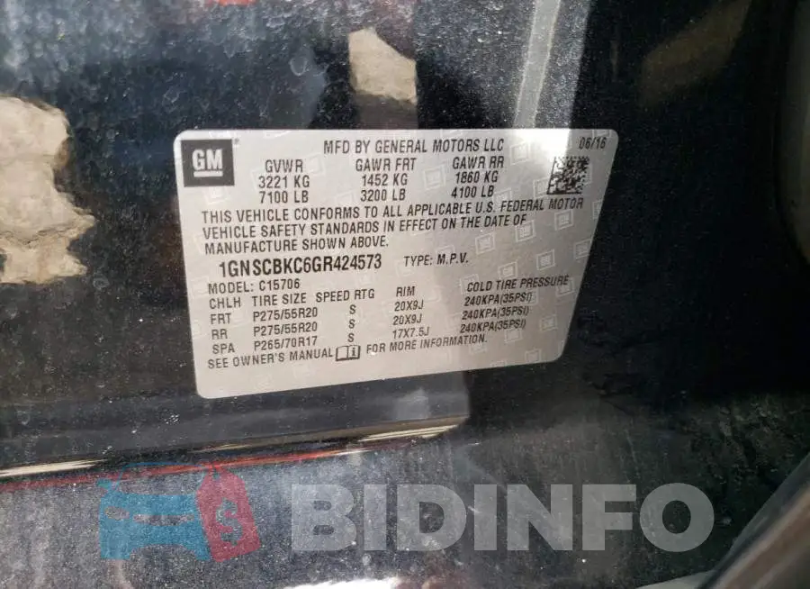 1GNSCBKC6GR424573 Photo# 13