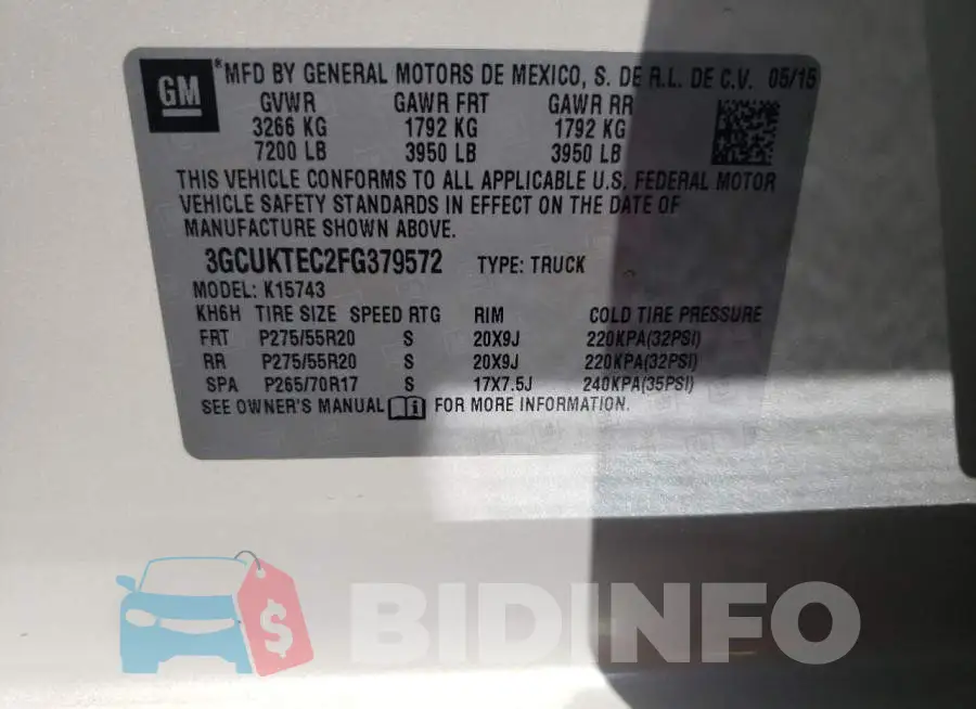 3GCUKTEC2FG379572 Photo# 12