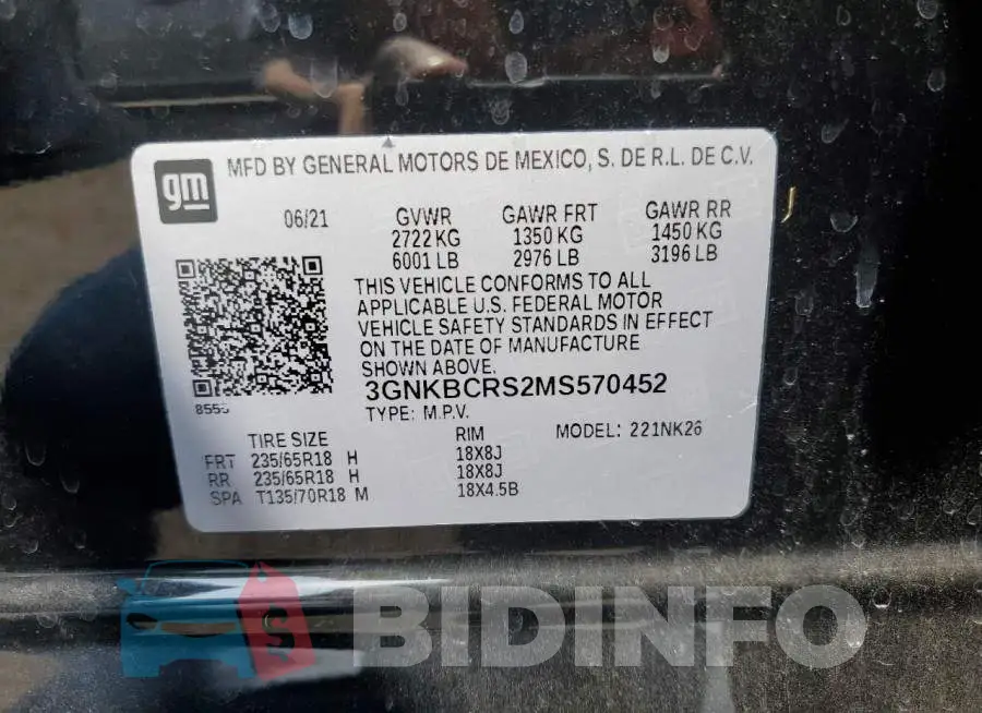 3GNKBCRS2MS570452 Photo# 12