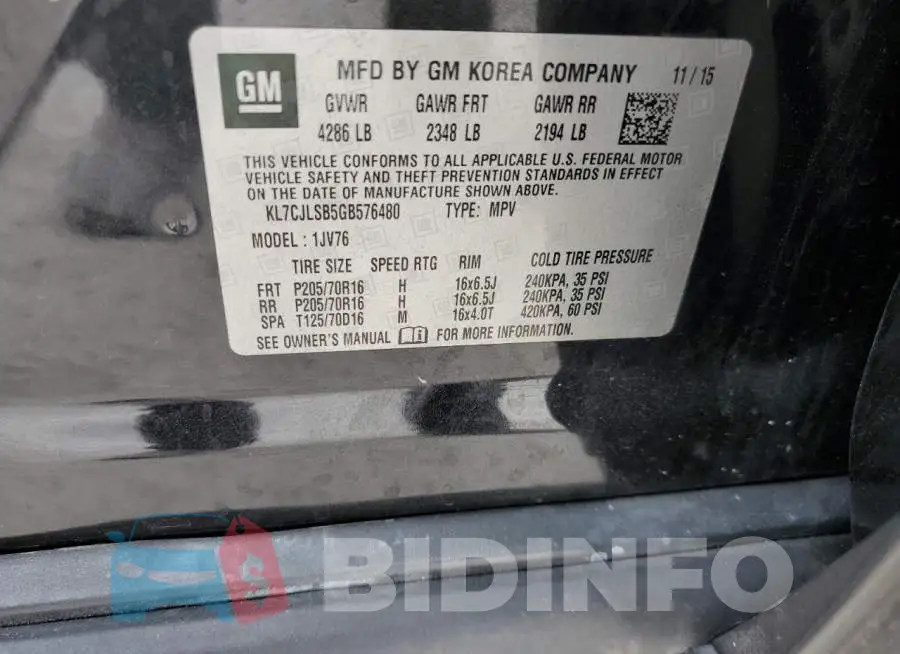 KL7CJLSB5GB576480 Photo# 13