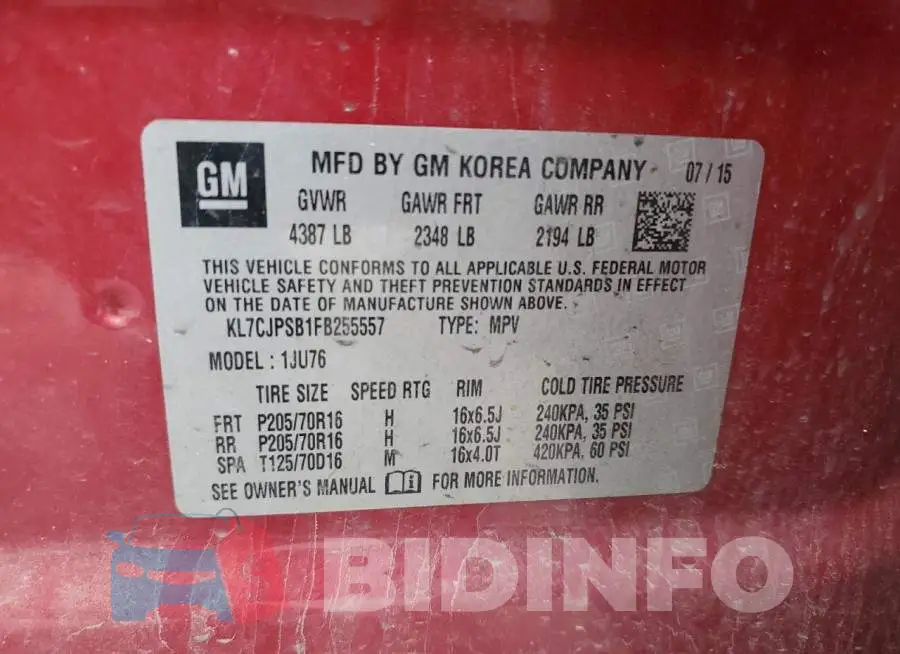 KL7CJPSB1FB255557 Photo# 12