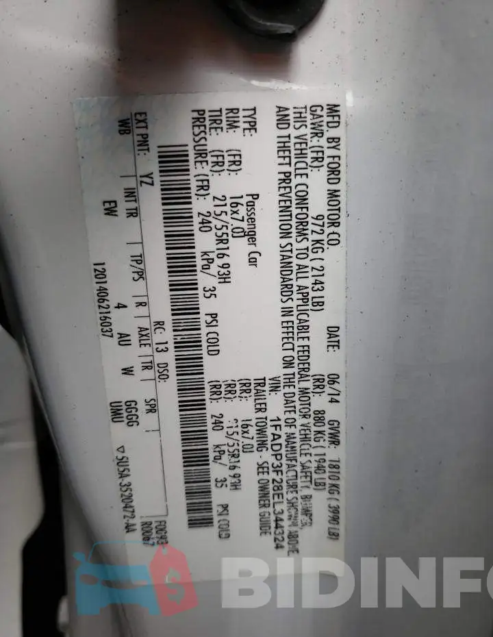 1FADP3F28EL344324 Photo# 13
