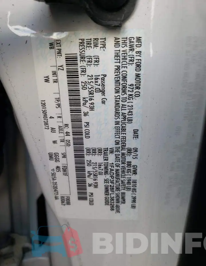 1FADP3F28FL383268 Photo# 12