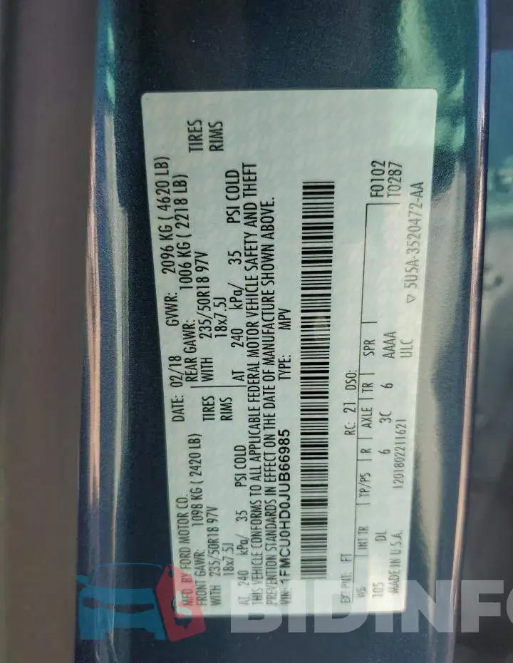 1FMCU0HD0JUB66985 Photo# 13