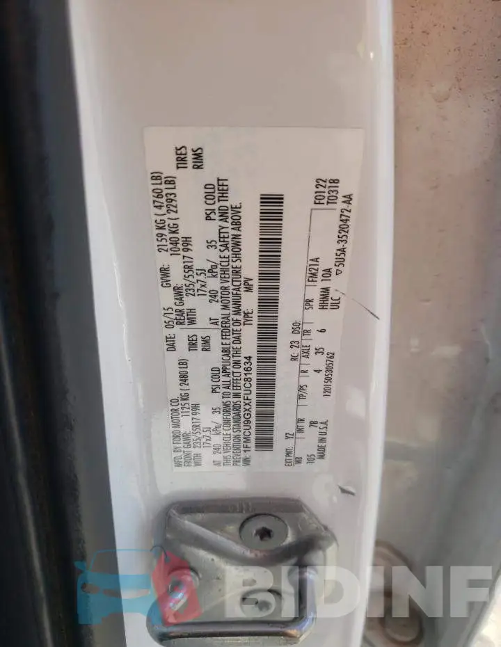 1FMCU9GXXFUC81634 Photo# 13