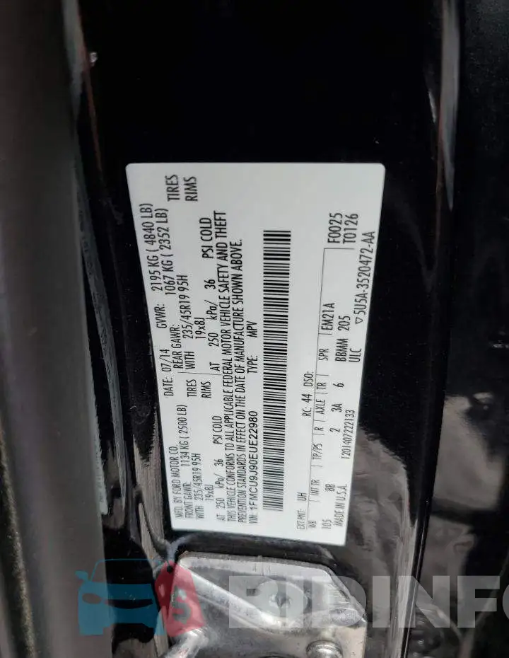 1FMCU9J90EUE22980 Photo# 12