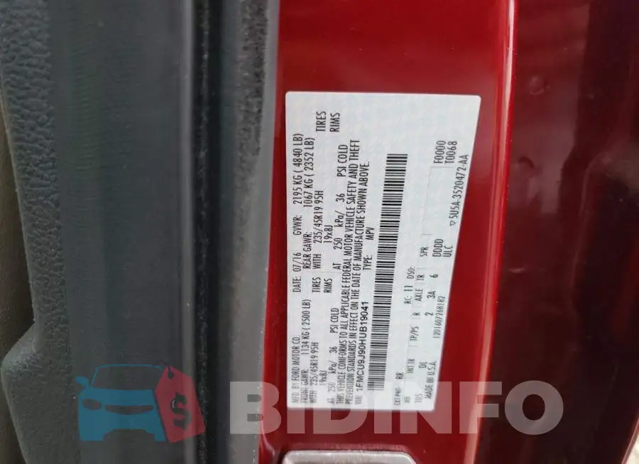 1FMCU9J90HUB19041 Photo# 13