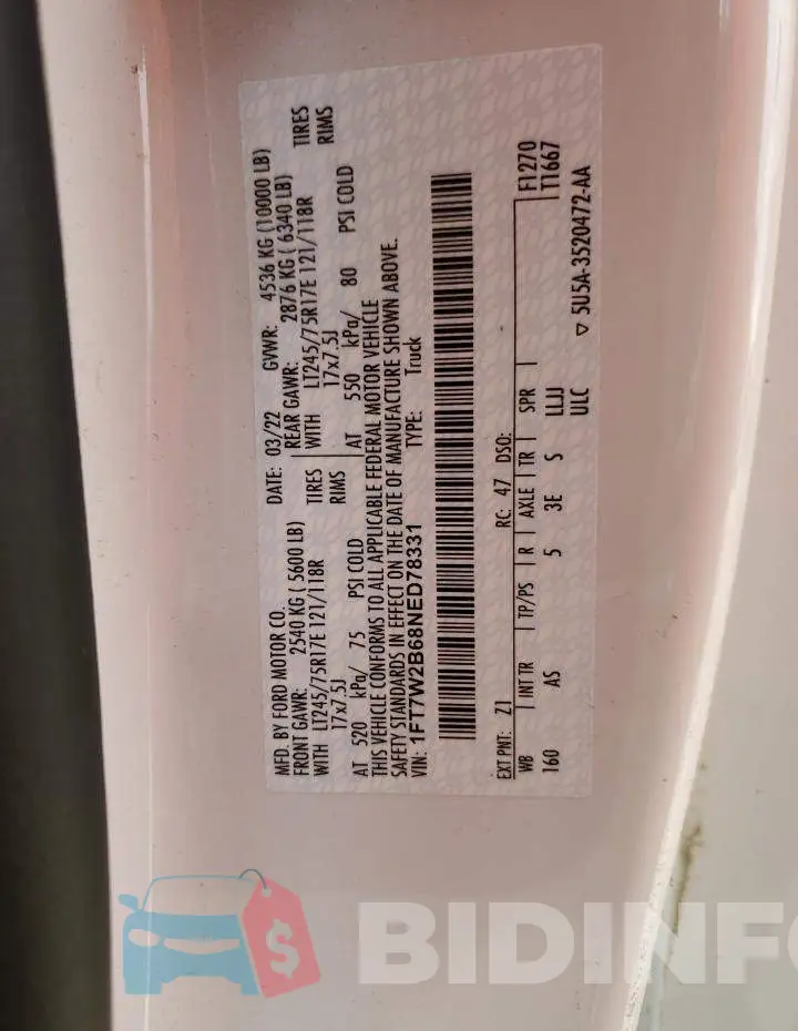 1FT7W2B68NED78331 Photo# 13
