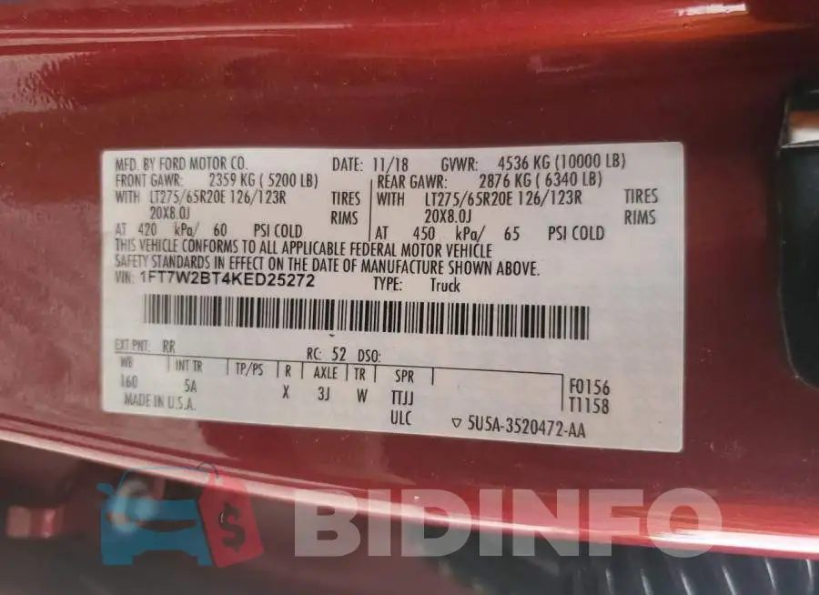 1FT7W2BT4KED25272 Photo# 12