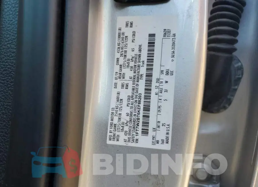 1FT7W2BT6KEF88203 Photo# 12