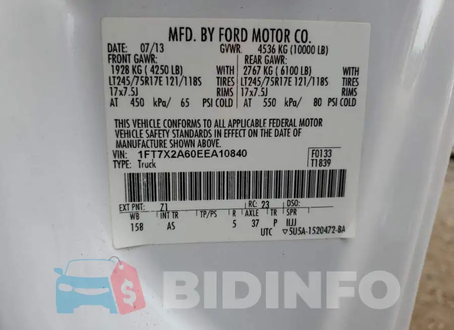 1FT7X2A60EEA10840 Photo# 12