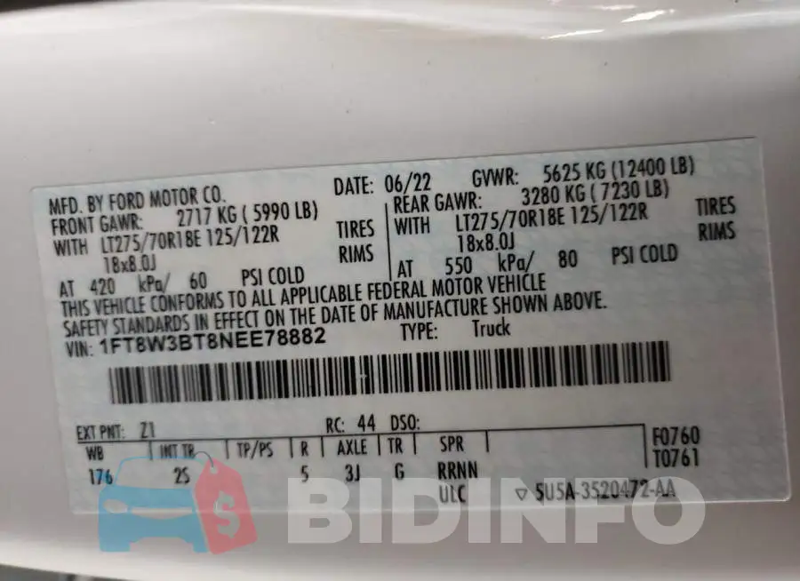 1FT8W3BT8NEE78882 Photo# 12